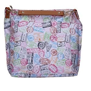 Alviero Martini passport  stamp 17x14x5 NWOT white